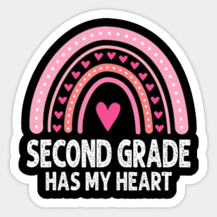 2nd Second Grade Has My Heart Rainbow Valentines Day Teacher Sticker